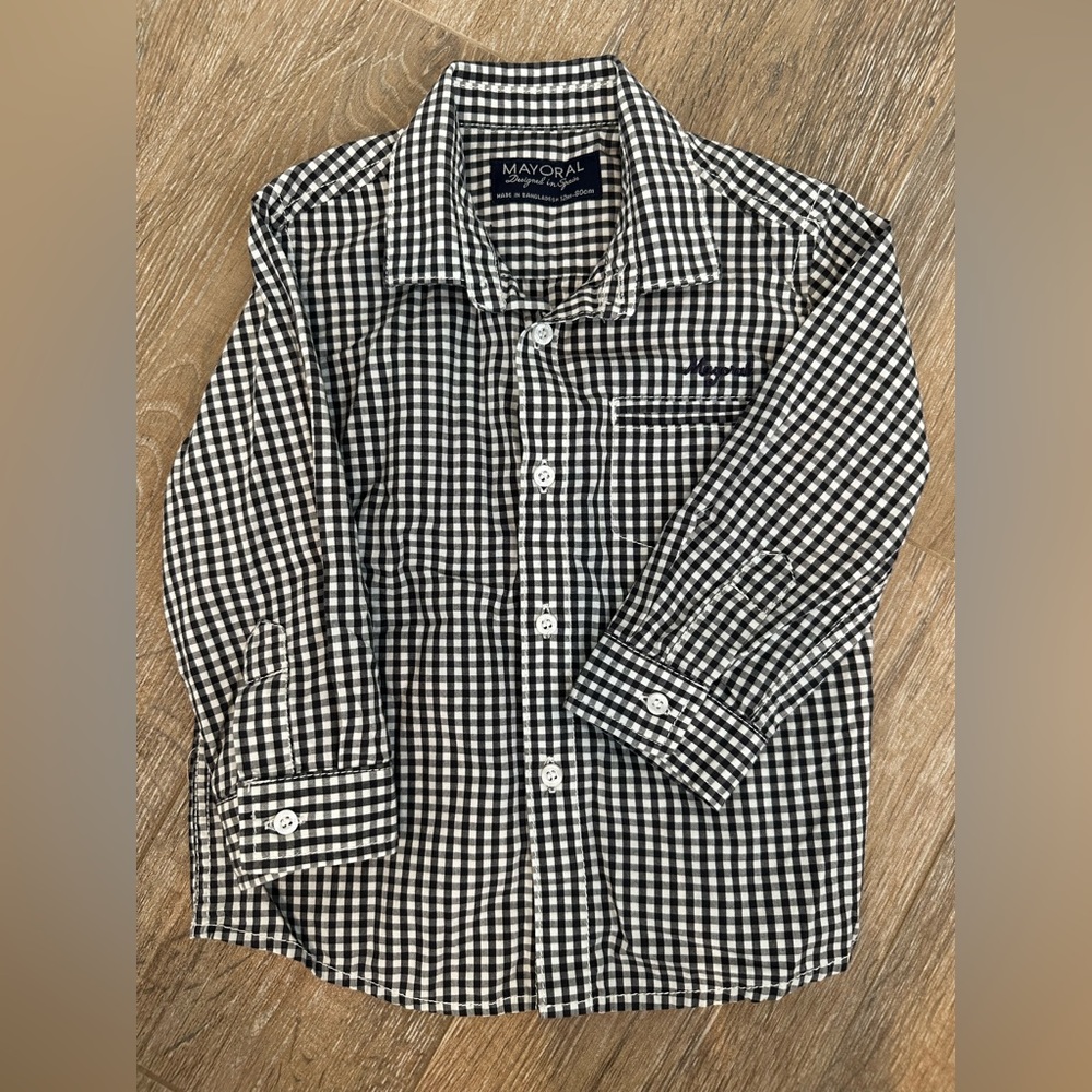 Mayoral Black and White Checkered Shirt